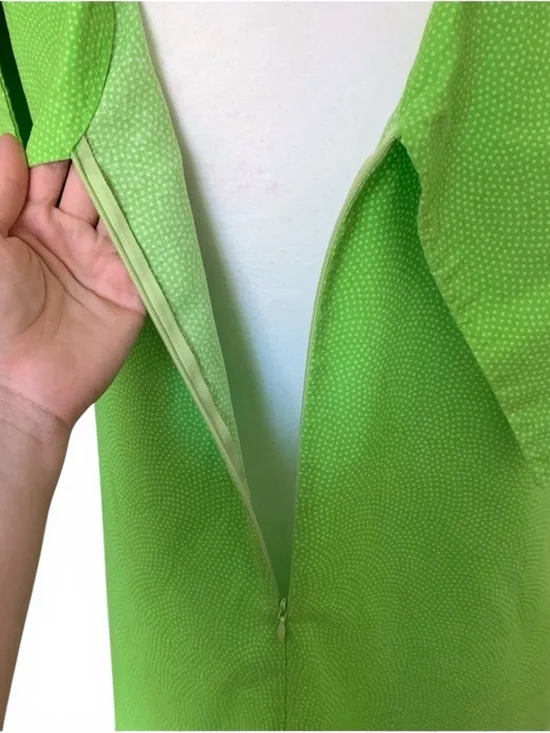 Handmade Architectural Lime Green Cotton Shift Dress - Avant Garde Mini - Picture 10 of 12